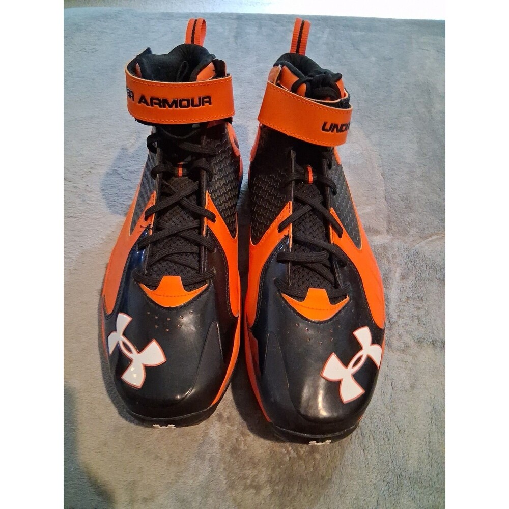 Under Armour   Men Football High Top Cleats #1276674-001  Black/ Orange size 15